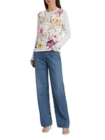 Floral-Embroidered Silk-Blend Cardigan