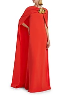 Jewel-Embellished Silk-Blend Cape Caftan