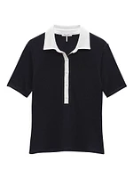 Knit Button Short-Sleeve Polo Shirt