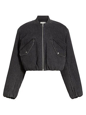 Maggie Cotton-Blend Crop Bomber Jacket
