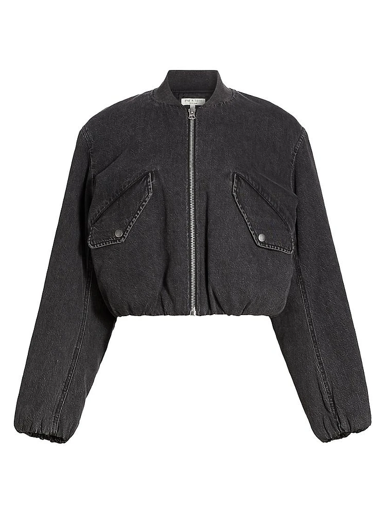 Maggie Cotton-Blend Crop Bomber Jacket