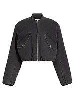 Maggie Cotton-Blend Crop Bomber Jacket