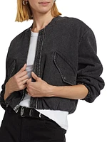 Maggie Cotton-Blend Crop Bomber Jacket