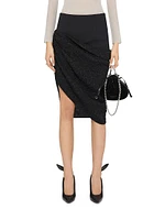 Floral Pattern Asymmetric Draped Skirt