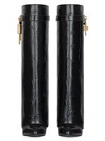 Shark Lock Boots Crocodile Effect Leather