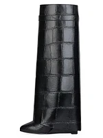 Shark Lock Boots Crocodile Effect Leather