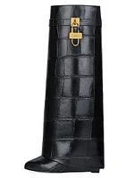 Shark Lock Boots Crocodile Effect Leather