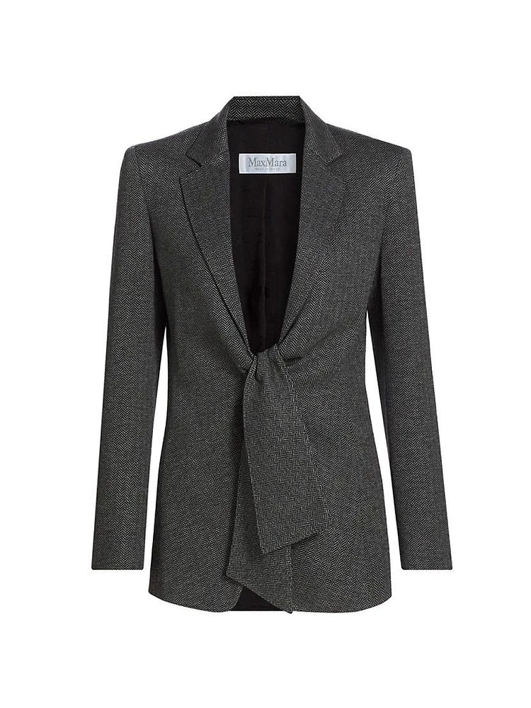 Monia Wool-Blend Tie Blazer