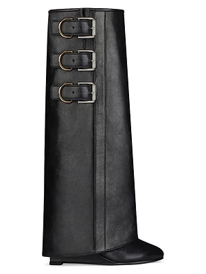 Shark Lock Buckles Boots Leather