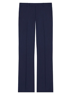 Slim Fit Striped Tailored Pants Wool