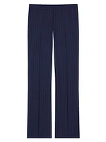 Slim Fit Striped Tailored Pants Wool