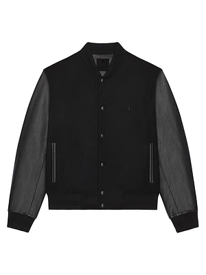 Varsity Jacket in Wool and Leather with 4G Detail