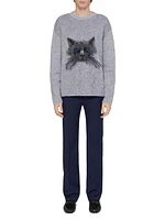 Sweater Wool and Mohair with Cat Jacquard