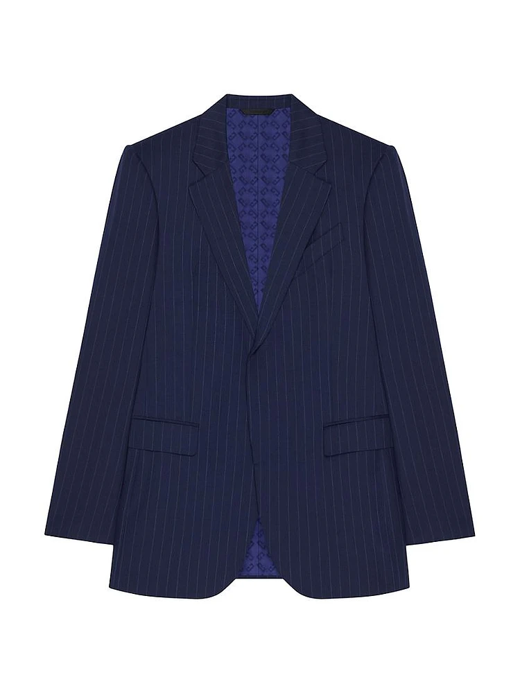 Slim Fit Striped Jacket Wool