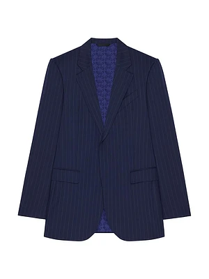 Slim Fit Striped Jacket Wool