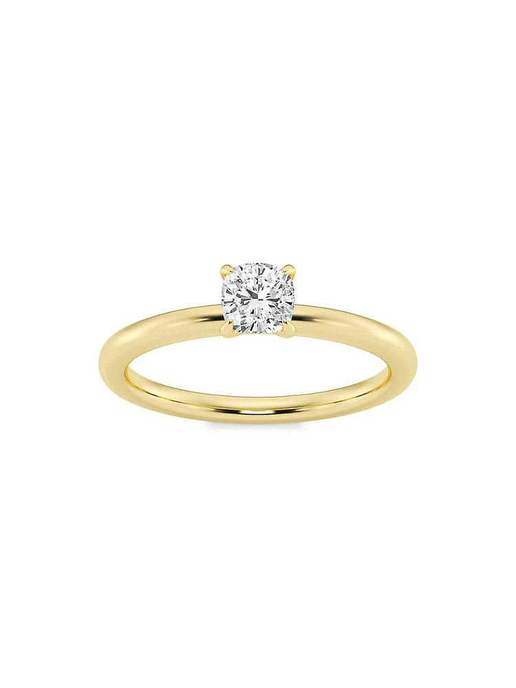14K Gold & Cushion-Cut Lab-Grown Diamond Solitaire Ring/0.50-5.00 TCW