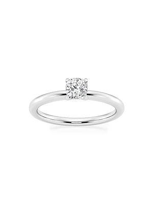 14K White Gold & Cushion-Cut Lab-Grown Diamond Solitaire Ring/0.50-5.00 TCW