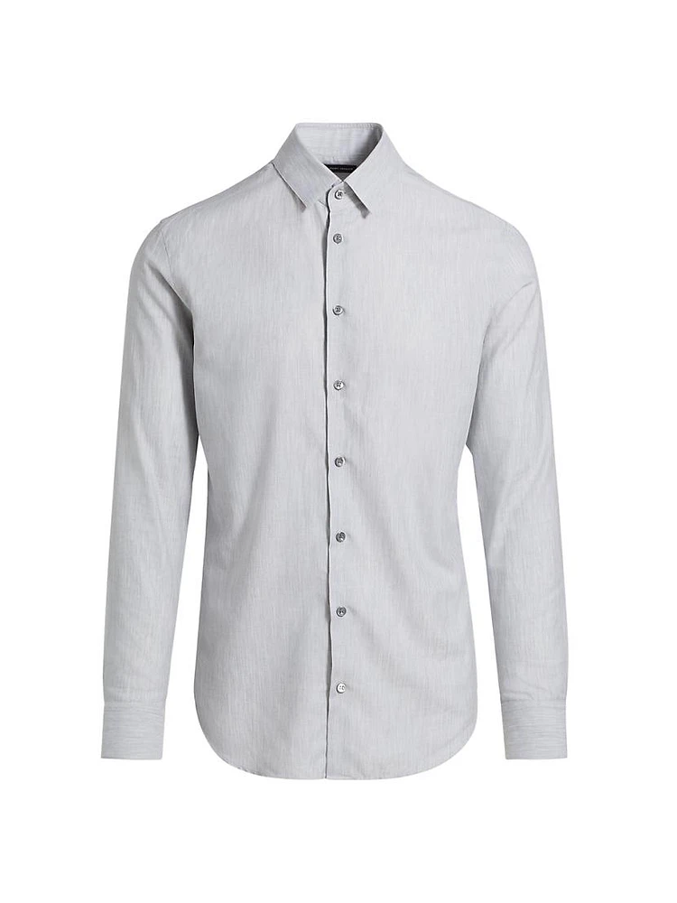 Textured Cotton Button-Up Shirt