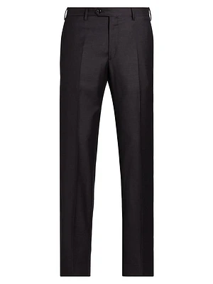 Textured Solid Wool Trousers