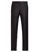 Textured Solid Wool Trousers