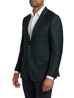 Plaid Wool-Cashmere Single-Breasted Blazer