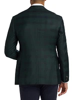 Plaid Wool-Cashmere Single-Breasted Blazer