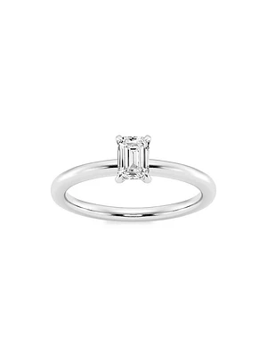 14K White Gold & Emerald-Cut Lab-Grown Diamond Solitaire Ring/0.50-5.00 TCW