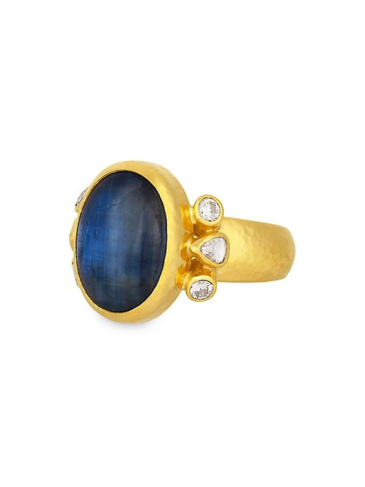 Rune 24K Yellow Gold, Kyanite & 0.54 TCW Diamond Cocktail Ring