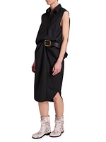 Draped Wool Belted Dress