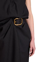 Draped Wool Belted Dress