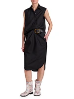 Draped Wool Belted Dress