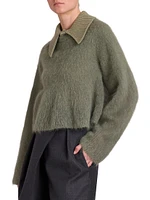 Mohair-Wool Blend Polo Sweater