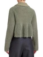 Mohair-Wool Blend Polo Sweater