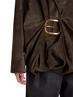 Draped Leather Buckle Top