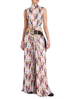 Floral Draped Belted Maxi Dress