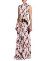 Floral Draped Belted Maxi Dress