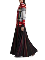 Plaid Pleated Crêpe Jersey Maxi Dress