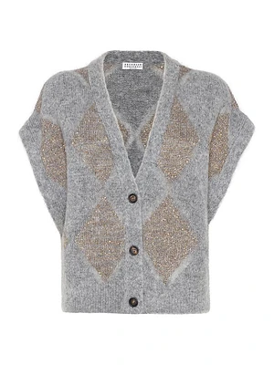 Wool and Mohair Dazzling Argyle Sweater Vest