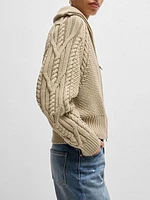 Structured Cardigan in Mercerized Cotton and Wool