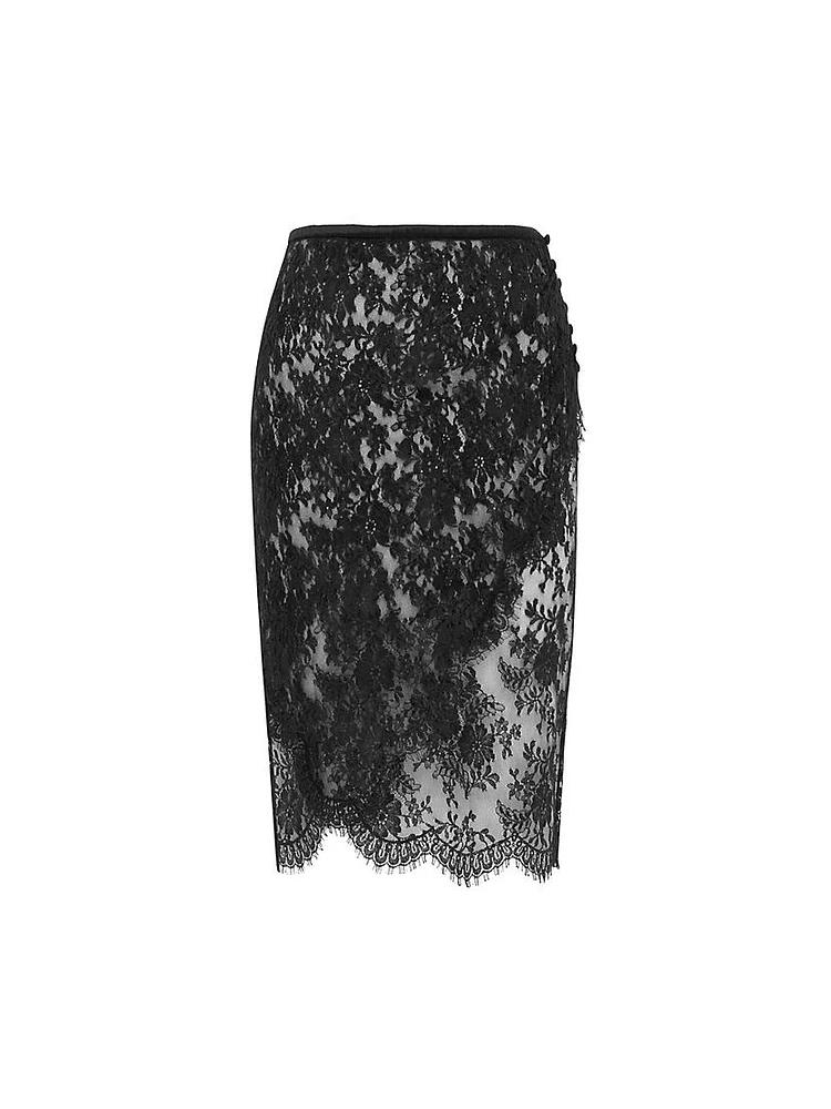 Wrap Pencil Skirt Lace