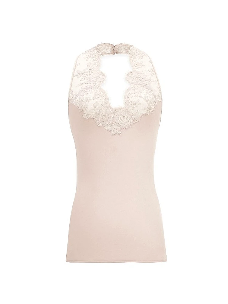 Halter Top in Silk Charmeuse and Lace