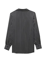 Pajama Shirt Striped Silk Satin