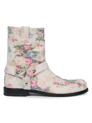 Campo Floral Brushed Suede Biker Boots