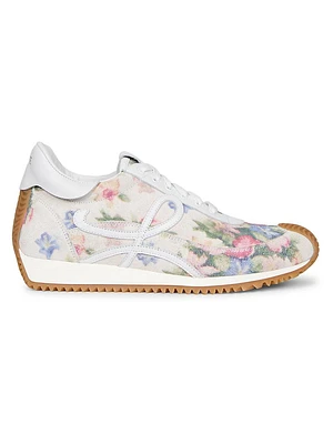 Women's Flow Runner Floral Brushed Suede Sneakers