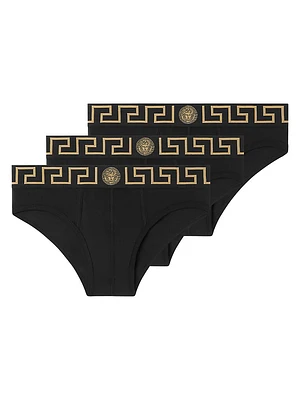 3-Pack Greca Logo Cotton-Blend Brief Set