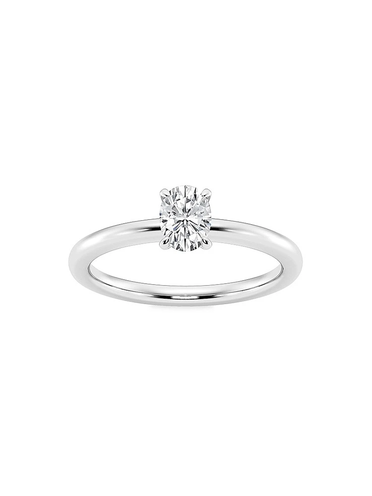 14K White Gold & Oval Lab-Grown Diamond Solitaire Ring/0.50-5.00 TCW