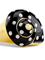 Goldtone & Enamel Dotted Snail Adjustable Ring