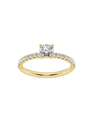 14K Yellow Gold & Round Lab-Grown Diamond Hidden Halo Ring/0.80-3.41 TCW