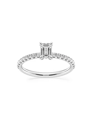 Platinum & Emerald-Cut Lab-Grown Diamond Hidden Halo Ring/0.80-3.41 TCW