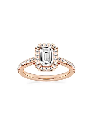 14K Rose Gold & Emerald-Cut Lab-Grown Diamond Halo Ring/1.30-3.60 TCW